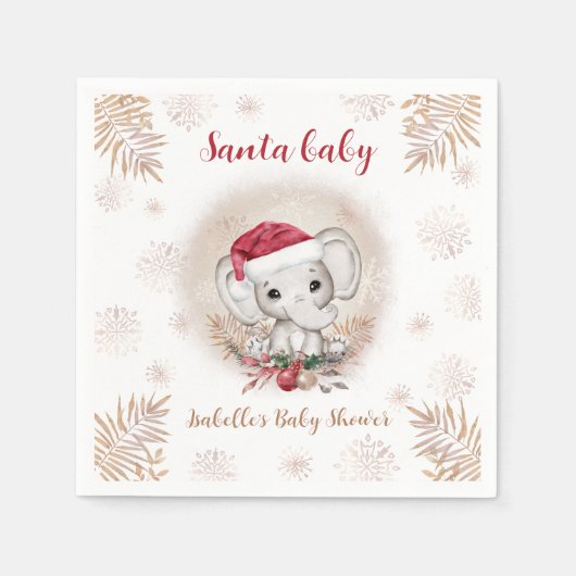 Santa Baby Olifant Kerst Baby shower Servetten (Voorkant)