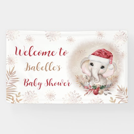 Santa Baby Olifant Meisje Baby shower Banner (Horizontaal)