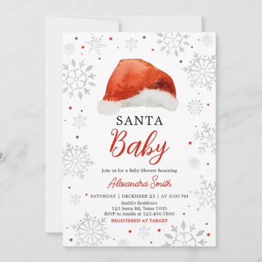 Santa Baby Pet Baby shower Kaart (Voorkant)