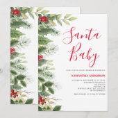 Santa Baby Pine Berry Kerstmis Douche Uitnodiging (Voorkant / Achterkant)