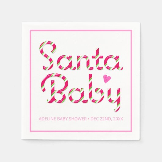 Santa Baby Pink Baby shower servetten (Voorkant)
