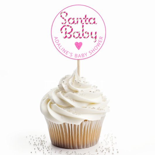 Santa Baby Pink Candy Cane Baby shower Sticker