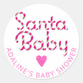 Santa Baby Pink Candy Cane Baby shower Sticker (Voorkant)