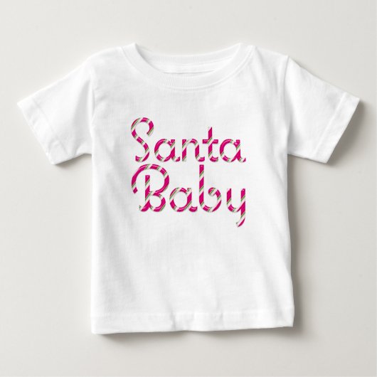Santa Baby Pink Candy Cane Holiday Baby T-shirt (Voorkant)