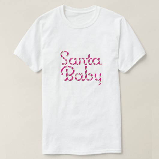 Santa Baby Pink Candy Cane Holiday T-shirt (Design voorkant)