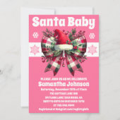 Santa Baby Pink Christmas Coquette Bow Baby shower Kaart (Voorkant)