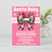 Santa Baby Pink Christmas Coquette Bow Baby shower Kaart (Staand voorkant)
