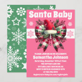Santa Baby Pink Christmas Coquette Bow Baby shower Kaart (Voorkant / Achterkant)