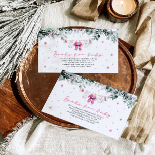 Santa Baby Pink Girl Kerstboeken voor Baby Informatiekaartje