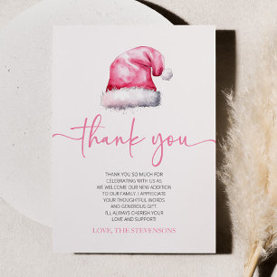 Santa Baby Pink Pet Christmas Holiday Baby shower Bedankkaart