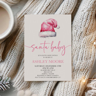 Santa Baby Pink Pet Christmas Holiday Baby shower Kaart