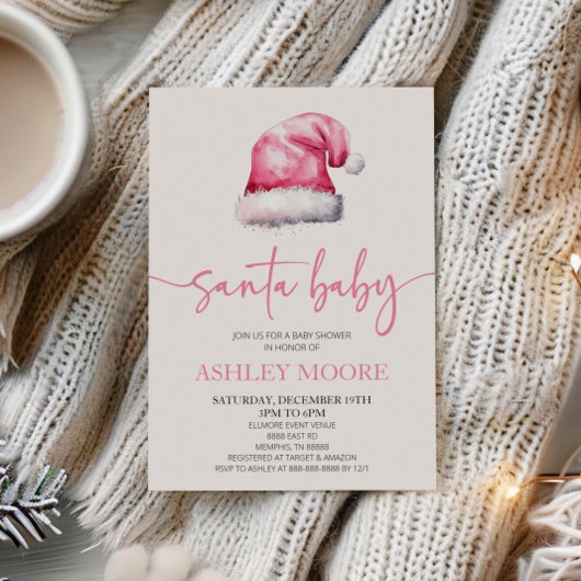 Santa Baby Pink Pet Christmas Holiday Baby shower Kaart