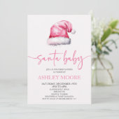 Santa Baby Pink Pet Christmas Holiday Baby shower Kaart (Staand voorkant)