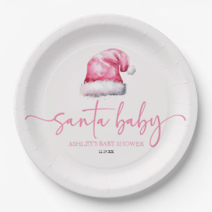 Santa Baby Pink Pet Christmas Holiday Baby shower Papieren Bordje