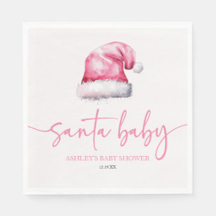 Santa Baby Pink Pet Christmas Holiday Baby shower Servet
