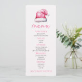 Santa Baby Pink Snowy Santa Hat Baby shower Eten Menu (Staand voorkant)