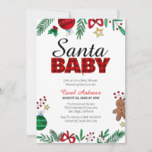 Santa Baby Plaid Botanisch Baby shower Kaart (Voorkant)