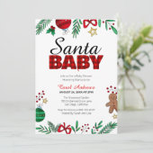 Santa Baby Plaid Botanisch Baby shower Kaart (Staand voorkant)