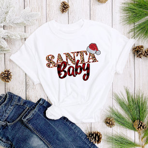 Santa Baby Plaid Leapord Print Kerstmis Vrouwen T-shirt