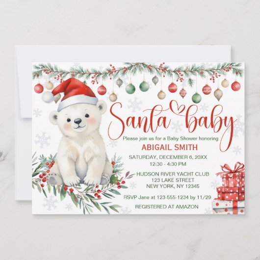 Santa Baby Polar Beer Baby shower Kaart (Voorkant)