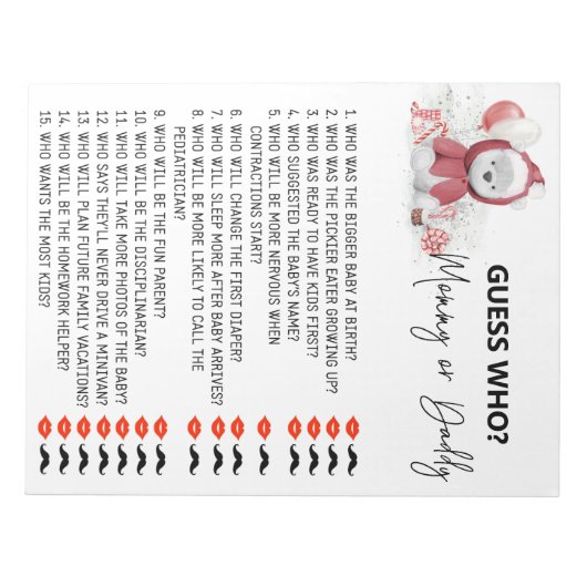 Santa Baby Polar Beer Baby shower raad eens wie Notitieblok (Voorkant)