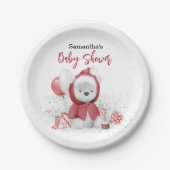 Santa Baby Polar Teddy Bear Kerstmis Papieren Bordje (Voorkant)