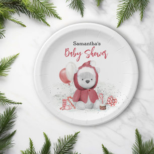 Santa Baby Polar Teddy Bear Kerstmis Papieren Bordje