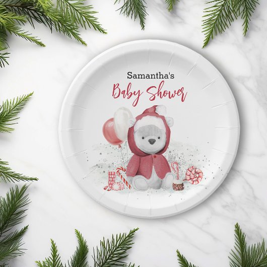 Santa Baby Polar Teddy Bear Kerstmis Papieren Bordje