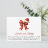 Santa Baby Red Bow Kerstboeken voor Baby Informatiekaartje (Staand voorkant)