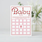 Santa Baby Red Christmas Baby shower Bingo Informatiekaartje (Staand voorkant)
