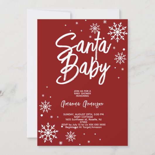 Santa baby Red Christmas baby shower Kaart (Voorkant)