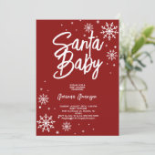Santa baby Red Christmas baby shower Kaart (Staand voorkant)