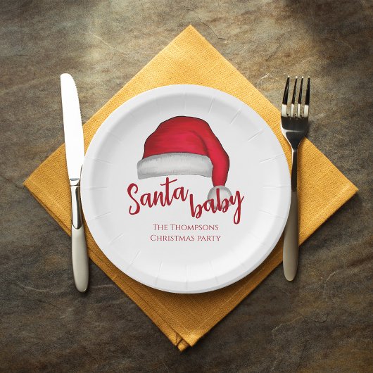 Santa Baby Red Eenvoudige Traditionele Kerstmis Papieren Bordje