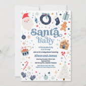 Santa Baby Red en blauw kerstBaby shower Kaart (Voorkant)