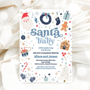 Santa Baby Red en blauw kerstBaby shower Kaart