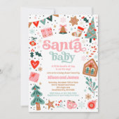 Santa Baby Red en roze kerstBaby shower Kaart (Voorkant)