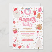 Santa Baby Red en roze kerstBaby shower Kaart (Voorkant)