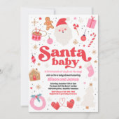 Santa Baby Red en roze kerstBaby shower Kaart (Voorkant)