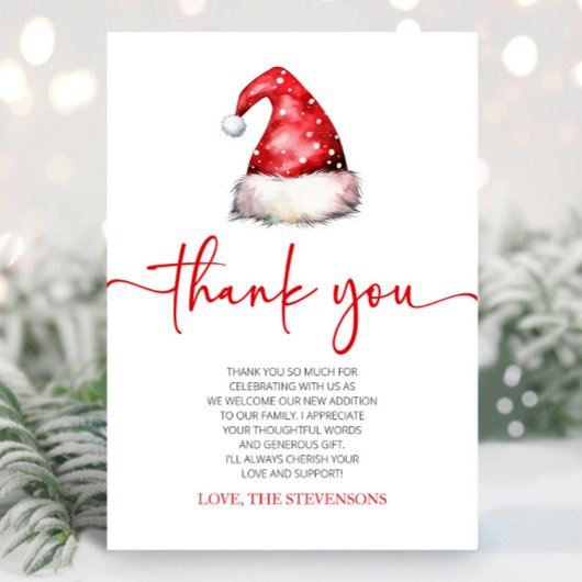 Santa Baby Red Pet Kerst vakantie Baby shower Bedankkaart