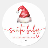Santa Baby Red Pet Kerst vakantie Baby shower Ronde Sticker (Voorkant)