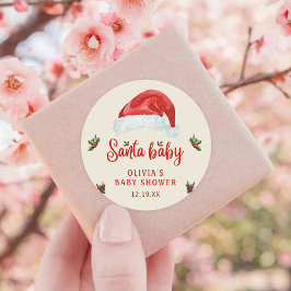 Santa Baby Red Pet Kerst vakantie Baby shower Ronde Sticker