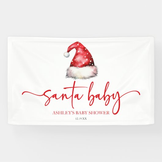 Santa Baby Red Pet Kerst vakantie Baby shower Spandoek (Horizontaal)