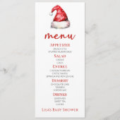 Santa Baby Red Snowy Santa Hat Baby shower Eten Menu (Voorkant)