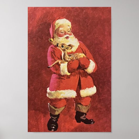 Santa Baby Rendier Mid Century Poster (Voorkant)