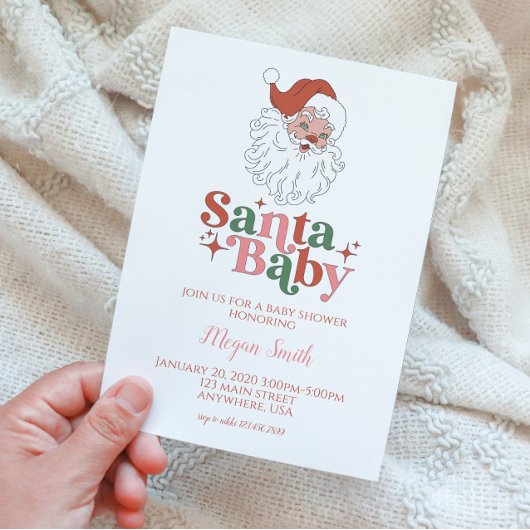 Santa Baby Retro Baby shower Uitnodiging