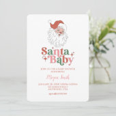Santa Baby Retro Babyshower Uitnodiging (Staand voorkant)
