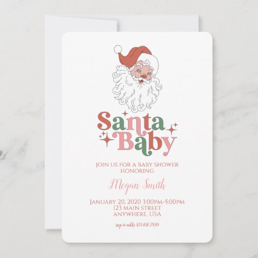Santa Baby Retro Babyshower Uitnodiging (Voorkant)