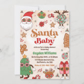 Santa Baby Retro Kerst Baby shower Kaart (Voorkant)