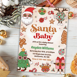 Santa Baby Retro Kerst Baby shower Kaart