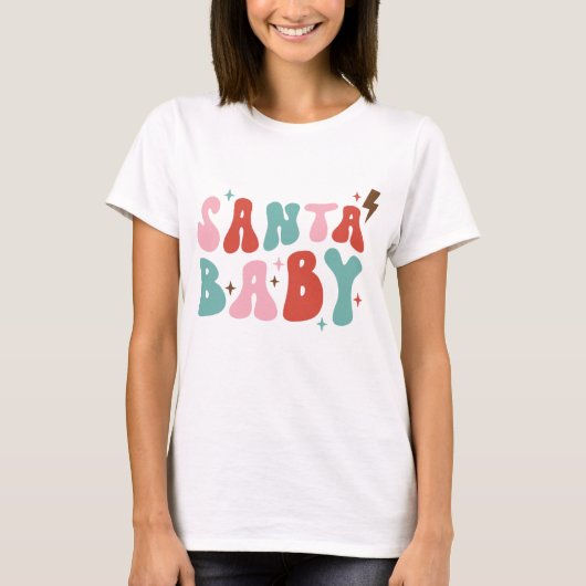 Santa Baby Retro Kerstmis T-shirt (Voorkant)